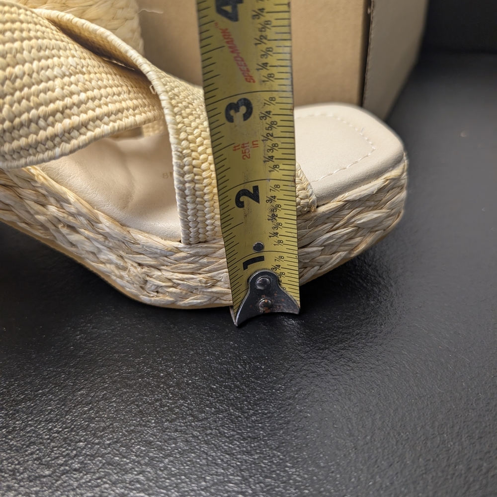 NEW / NEVER WORN Beige Woven Heeled Sandals - Picture 4 of 8